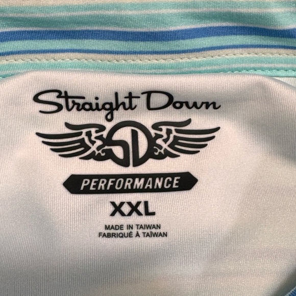 Straight Down Men’s Patriot Golf Performance Polo Size XXL Cactus/Striped - Picture 9 of 11
